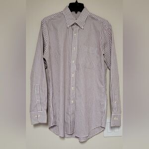 Peter Millar M Mens Button Down Shirt  Plaid Nanoluxe Easycare Long Sleeve